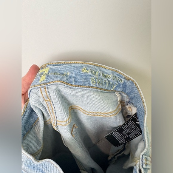 7 for All Mankind High Waist Ankle Skinny Pink Fringe Jeans - Picture 6 of 9